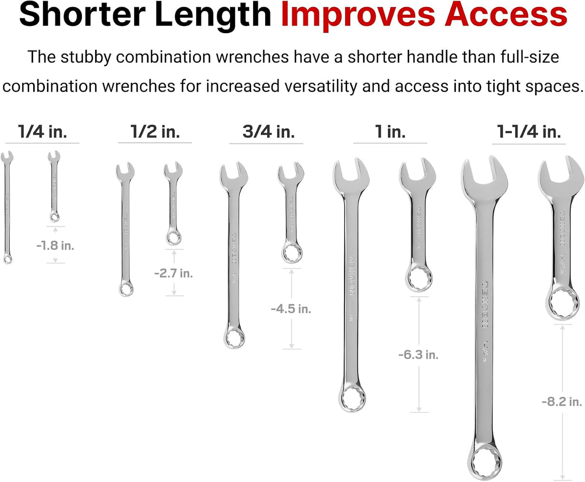 TEKTON Stubby and Standard Length Combination Wrench Set with Rolls, 50-Piece (1/4-3/4 in., 6-19 mm) | WCB94902