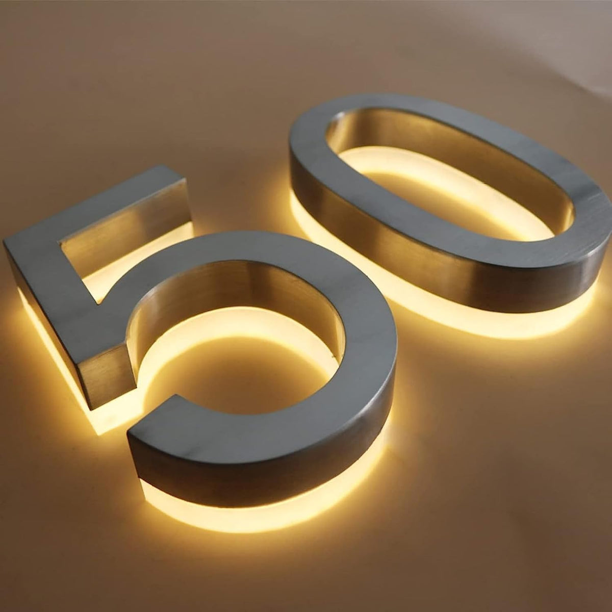 Backlit Lighted LED House Numbers, 3D Floating Led House Plaque Number, Lighted Up House Numbers For Outside Modern.Warm White Light,20 Inch/50cm,0
