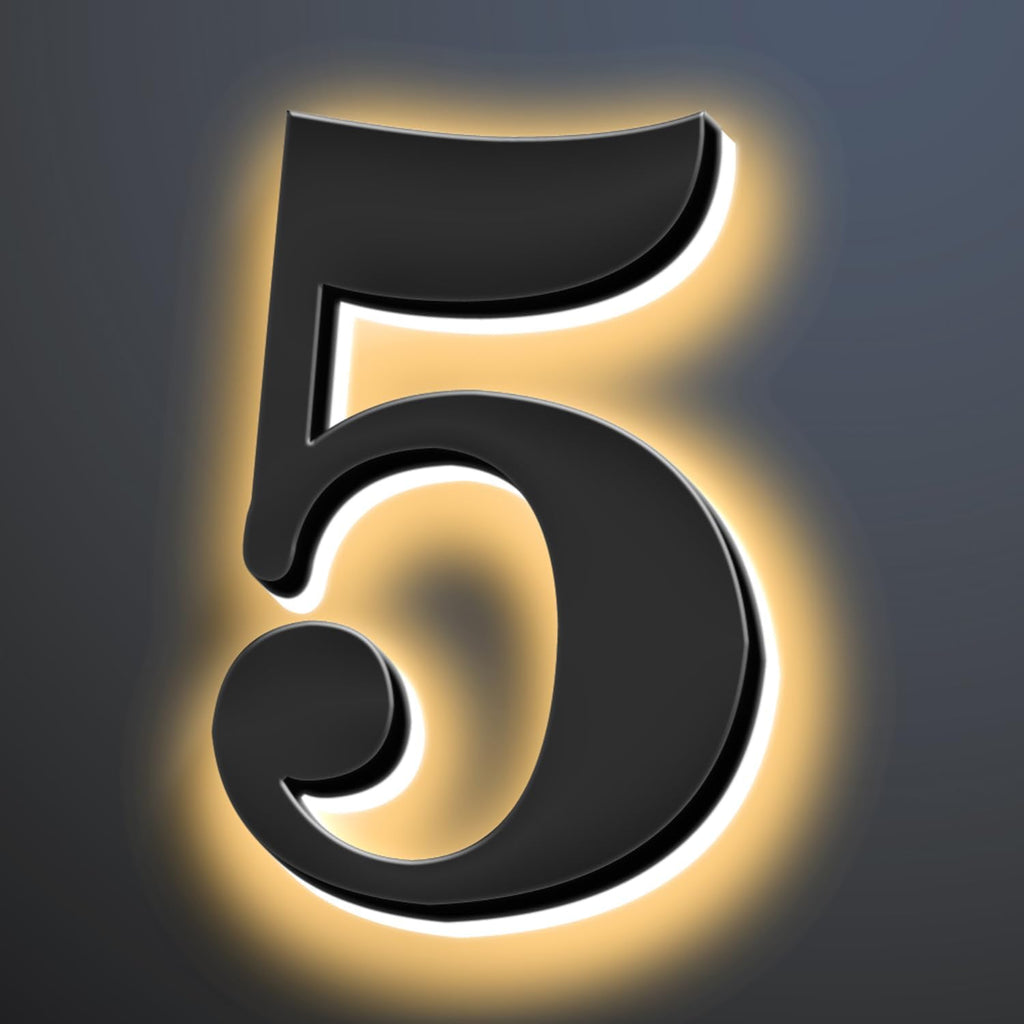 Backlit Illuminated LED Home Address Numbers 18 Inch, Modern Lighted Up Address Signs Make A Statement, Large Stainlesss Steels House Numbers With LED Lights,5