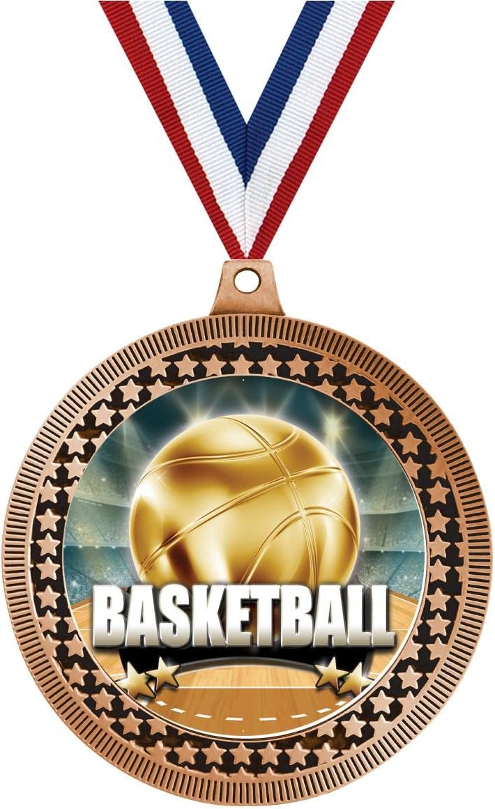 Crown Awards 2.75' Basketball Titan Series Award Medal, Bronze Vega Basketball Titan Series Team Trophy Award Includes Free Neck Ribbon