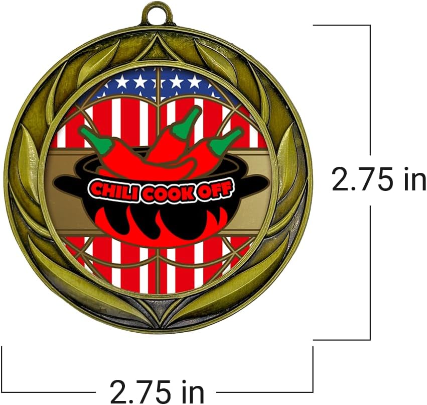 All Quality Chili Cook Off Wreath Design Medal - 1st, 2nd, 3rd Place