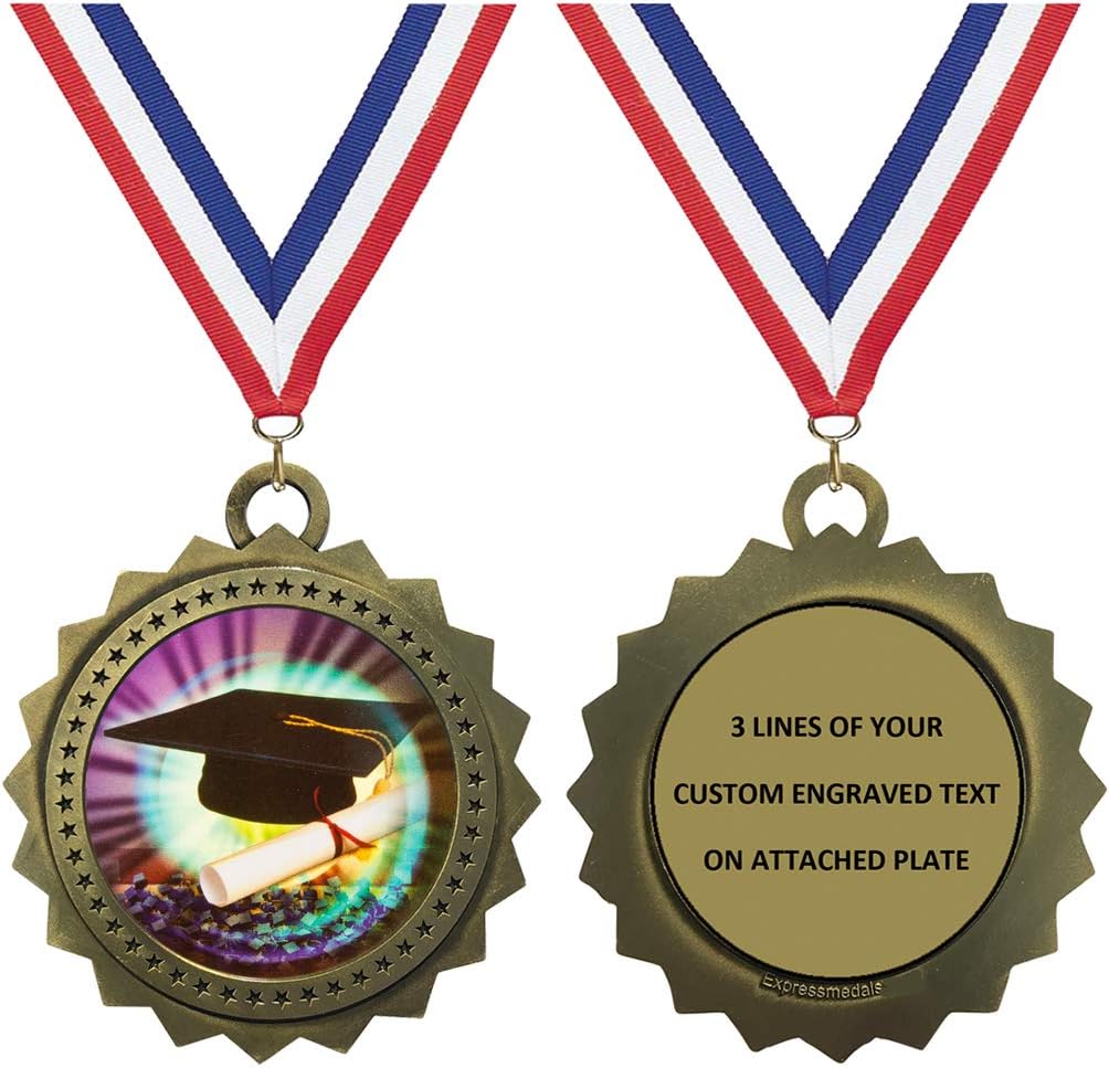 1 to 50 Packs Graduation Gold Medals Trophy Award with Free Custom Engraving D03-MY424