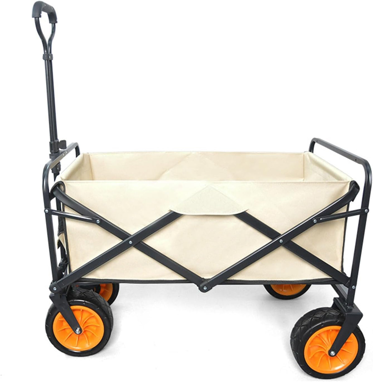 Collapsible Wagon Garden Cart,Folding Garden Carts,Beach Wagon Grocery Wagon All-Terrain Wagon Sports Beach Wagon Cart Rubber Wheel Universal Wheel Camping Cart with Folding Panels,(a) beige