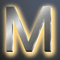 Backlit Illuminated LED House Numbers For Outside 16 Inch, Lighted Address Signs For House, Large Modern Illuminated Address Number, Brushed Silver, Warm White Light,M
