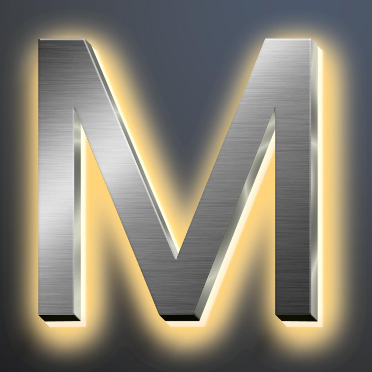 Backlit Illuminated LED House Numbers For Outside 16 Inch, Lighted Address Signs For House, Large Modern Illuminated Address Number, Brushed Silver, Warm White Light,M