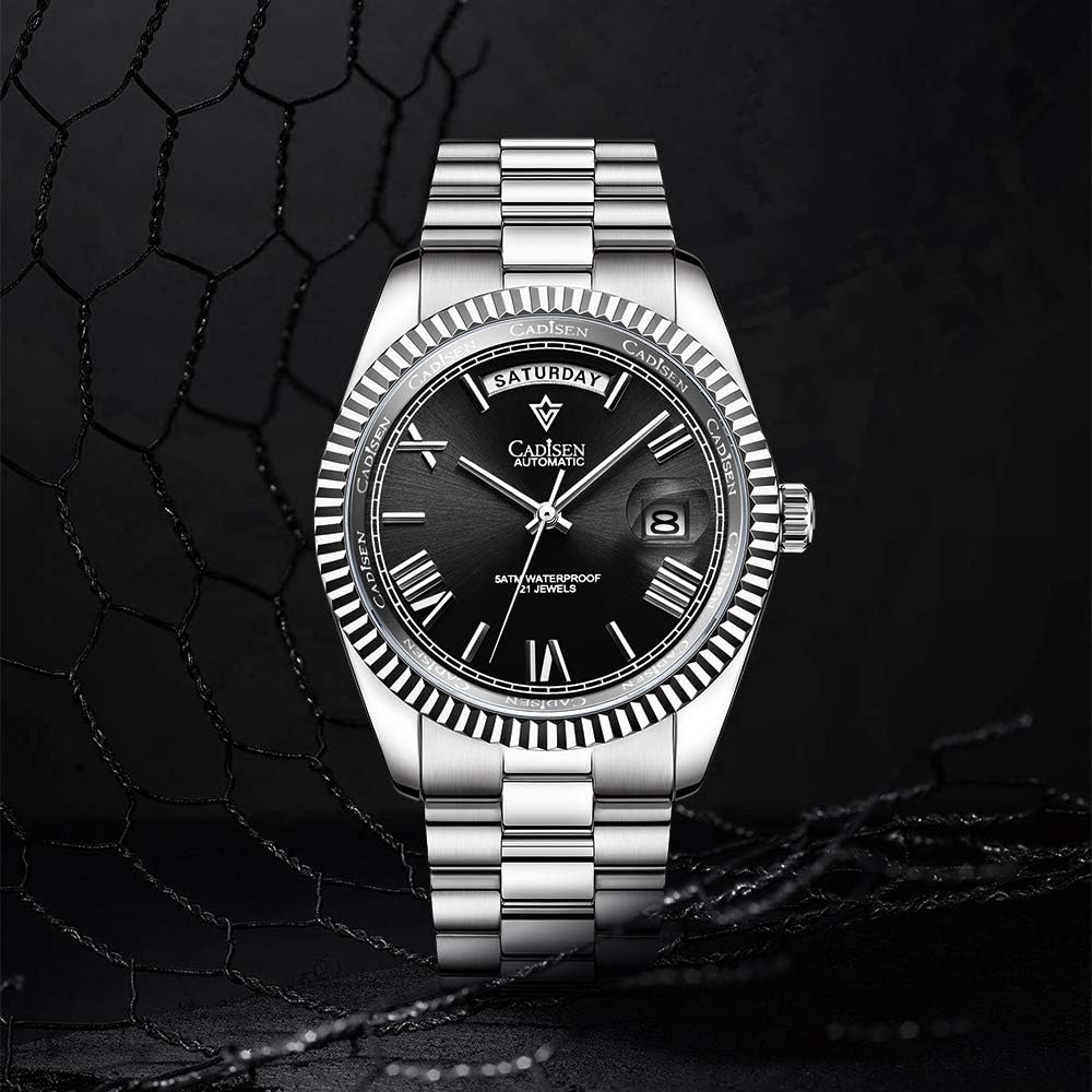 CADISEN Men's Automatic MIYOTA 8285 Mechanical Watch Casual Watches for Men Waterproof Sapphire