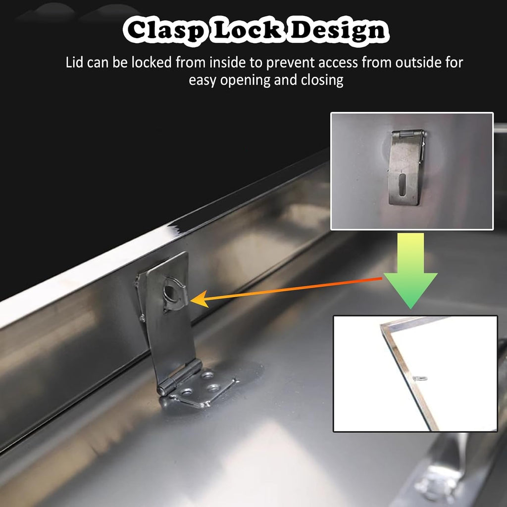 Outdoor Emergency Accesses Hatch Covers, Skylight Cover for Sloped Roof Attic with Hasp Latch Bolts, Stainless Steel Heavy Duty Maintenance Door Escape Exit Lid