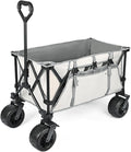 Garden Carts,Silver Gray Gray Collapsible Wagon,Sports Outdoor Utility Wagon Folding Bearing 90Kg Garden Wagon Sports Heavy Duty Steel Frame Foldable Yard Car