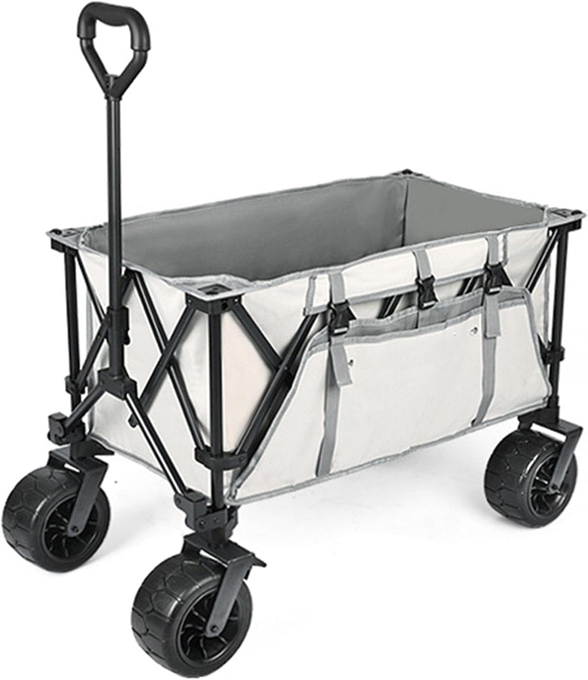 Garden Carts,Silver Gray Gray Collapsible Wagon,Sports Outdoor Utility Wagon Folding Bearing 90Kg Garden Wagon Sports Heavy Duty Steel Frame Foldable Yard Car