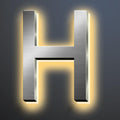 Backlit Illuminated LED House Numbers For Outside 16 Inch, Lighted Address Signs For House, Large Modern Illuminated Address Number, Brushed Silver, Warm White Light,H