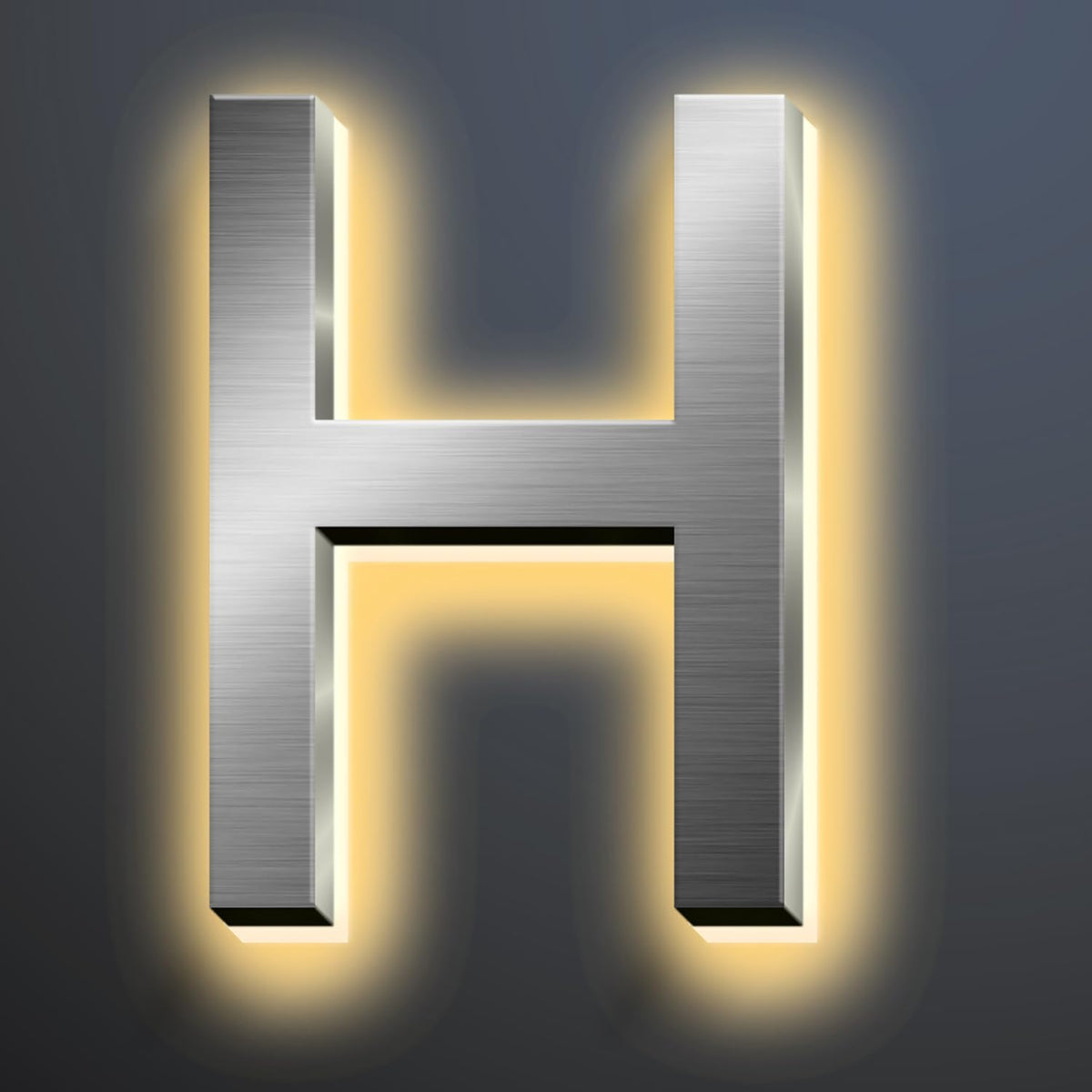 Backlit Illuminated LED House Numbers For Outside 16 Inch, Lighted Address Signs For House, Large Modern Illuminated Address Number, Brushed Silver, Warm White Light,H