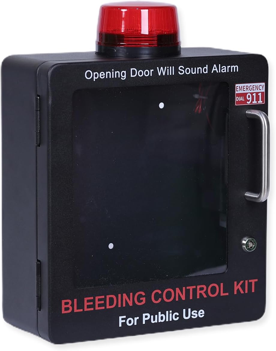 Bleeding Control Kit Emergency Wall Mount Cabinet | Fits Most Standard Bleeding Kits Including Stop the Bleed | Bleeding Kit not Included (Black)