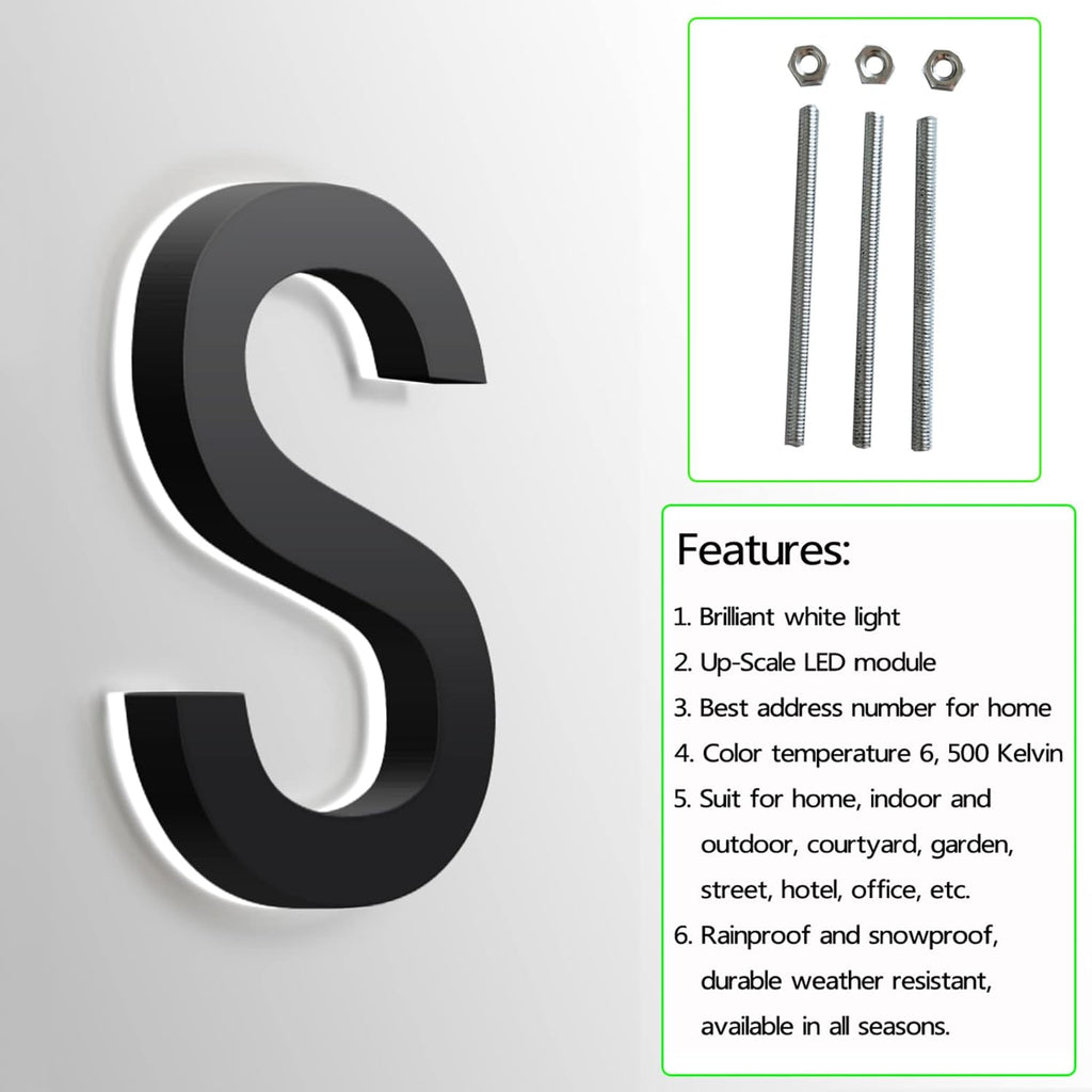 Backlit Illuminated LED Address Numbers 14', Matt Black Finish, Illuminated House Numbers Signs For Outside Lighted Plaque, Outdoor, Modern, Weatherproof,F