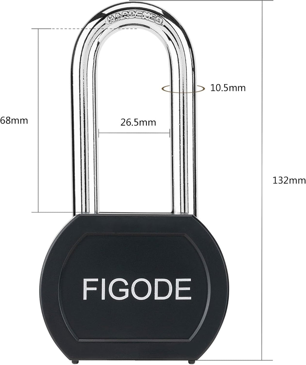 FIGODE® Large Sturdy Steel Locks with 24 Same Keys, Heavy Duty Padlock, 2-3/4' Wide, 2.7' Long Shackle Locks for Door, Gate, Storage, Fence, Shed, Latch. 12 Pack Keyed Alike