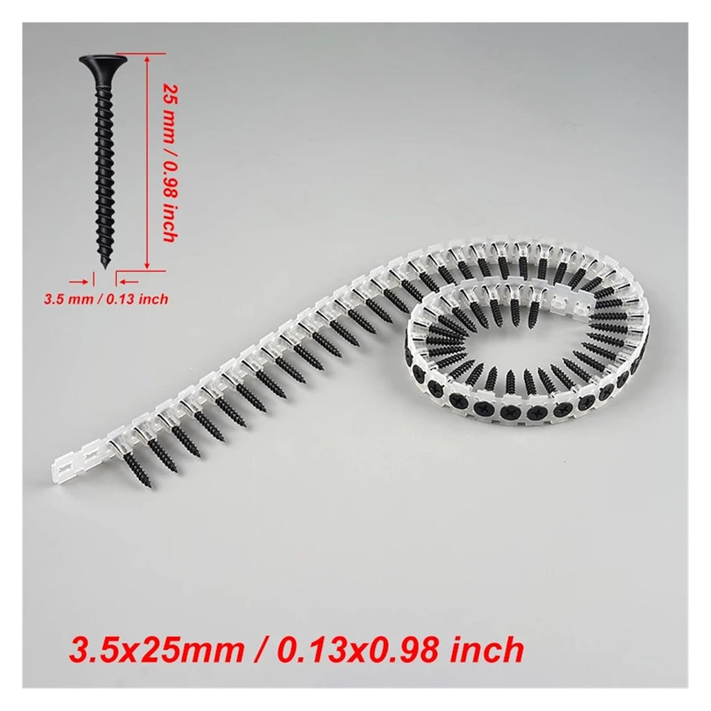 1000pcs Drywall Chain Screws Strip Tacks Self Tapping Plastic Concrete(35mm 1000pcs)