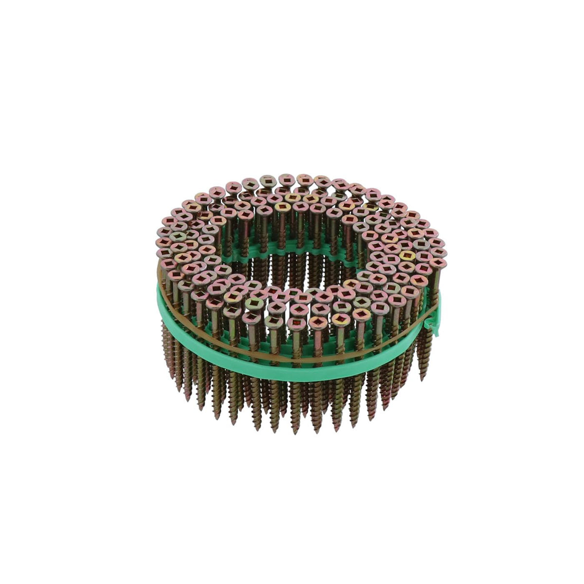 MURO #8 x 2-1/2' Twinfast Coarse Thread Flat Head #2 Square Drive Sharp Point Screw Tip, Yellow Zinc Coating- Coil 1800 pc for Wood to Wood Subfloor and Underlayment