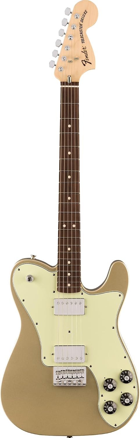 Fender Chris Shiflett Telecaster Deluxe - Shoreline Gold Bundle with Case, Cable, Strap, and Guitar Cleaning Kit