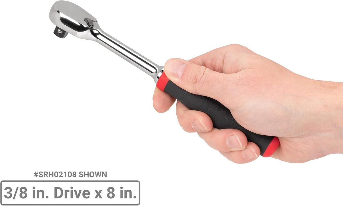TEKTON 3/8 Inch Drive Non-Quick-Release Comfort Grip Ratchet Set, 4-Piece (4-1/2, 8, 12, 18 in.) | SRH91008