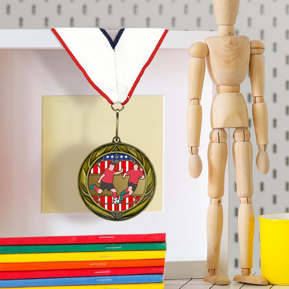 All Quality Soccer Wreath Design Medal - 1st, 2nd, 3rd Place