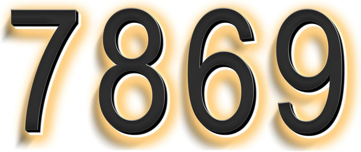 Backlit Illuminated LED House Numbers, Matte Black, Address Signs Lighted Plaque Glow At Night, Outdoor/Indoor, Modern, Low-Voltage, Weatherproof, Easy To Install,6 Inch,Four Character