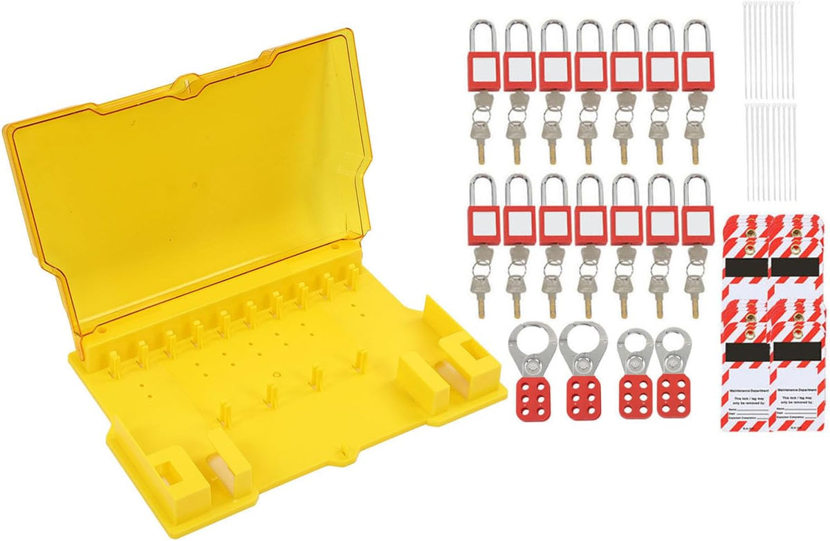 Semme Lockout Tagout Station Complete Kit with Padlocks Keys Hasps and Hangtags Secure Visual Management for Factory