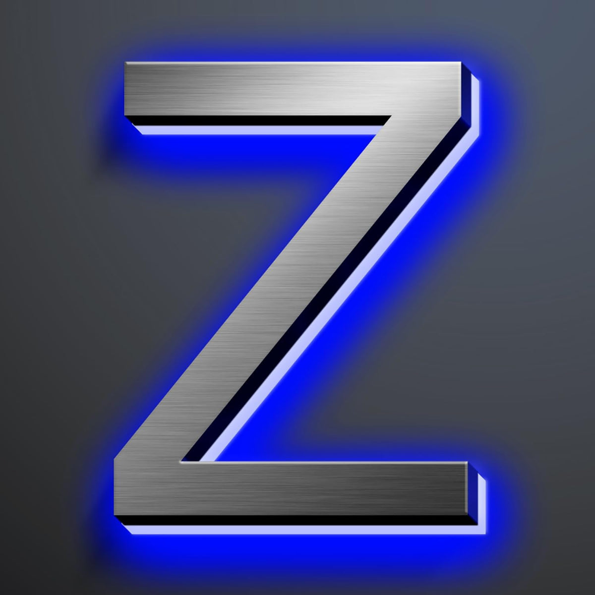 Illuminated Address Number 20 Inch, Backlit Illuminated LED House Number Enhanced Visibility, Modern Stainless Steel Lighted Address Signs, Brushed Silver, Blue Light,Z