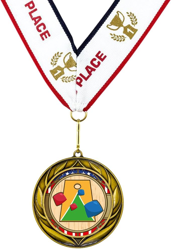 All Quality Wreath Design Cornhole Medal - 1st, 2nd, 3rd Place
