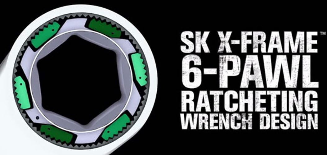 SK Tools USA 12 Piece, 6 Point, Metric -Frame® Combination Ratcheting Wrench Set | 80019