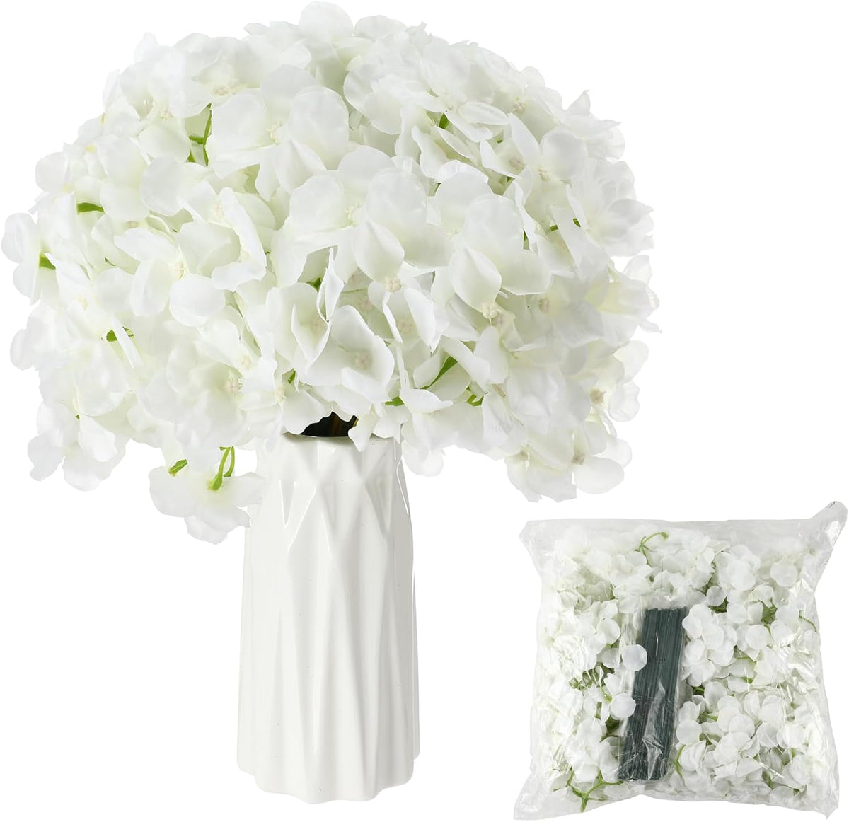 Geetery Tall Acrylic Wedding Flower Stand Centerpieces Clear Elegant Vase Column Stand with Artificial Hydrangea Flowers for Wedding Party Table Home Decorations(12 Pcs,20 Inch)