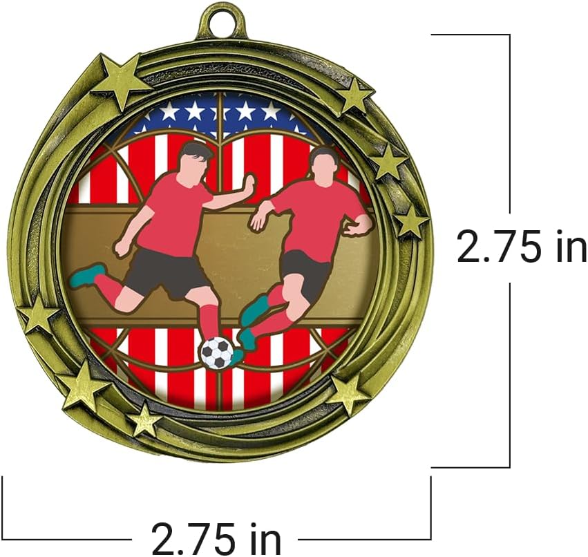 All Quality Soccer Swirling Stars Design Medal - 1st, 2nd, 3rd Place