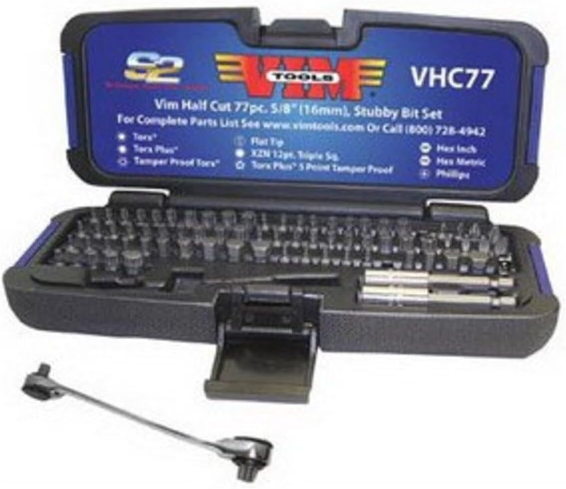 VIM Tool VHC77 77-Piece Half Cut Stubby Bit Set