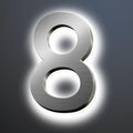 Backlit LED Illuminated House Numbers For Outside 18', Stainless Steel Modern Lighted Address Signs For Home, Illuminated Address Numbers, Brushed Silver, White Light,8