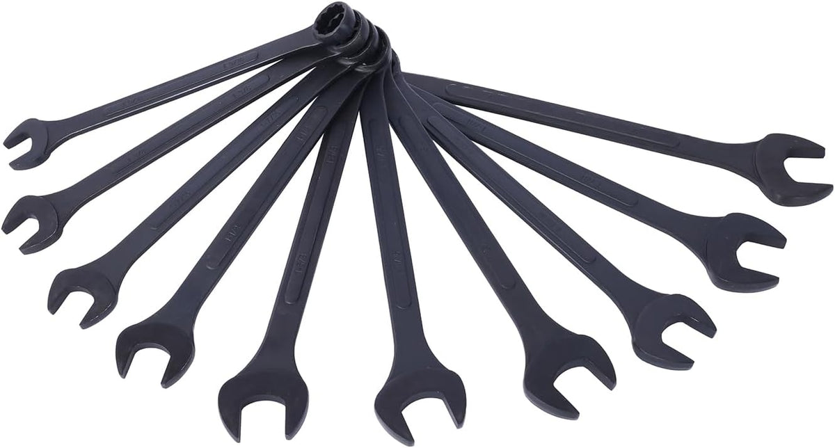 10-piece Jumbo Wrench Set, 1-5/16'' to 2'' Large Combination Wrench Set, SAE, Black Oxide Finish with Pouch