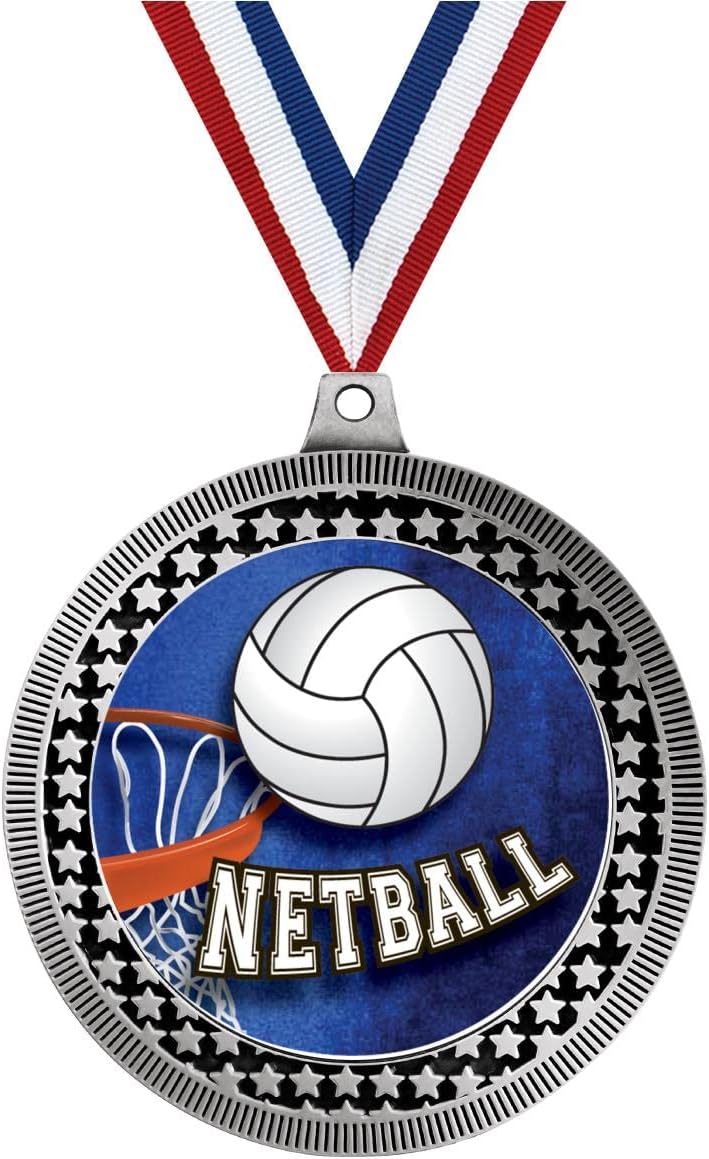 2.75' Netball Award Medal, Silver Vega Netball Team Trophy Award Includes Free Neck Ribbon