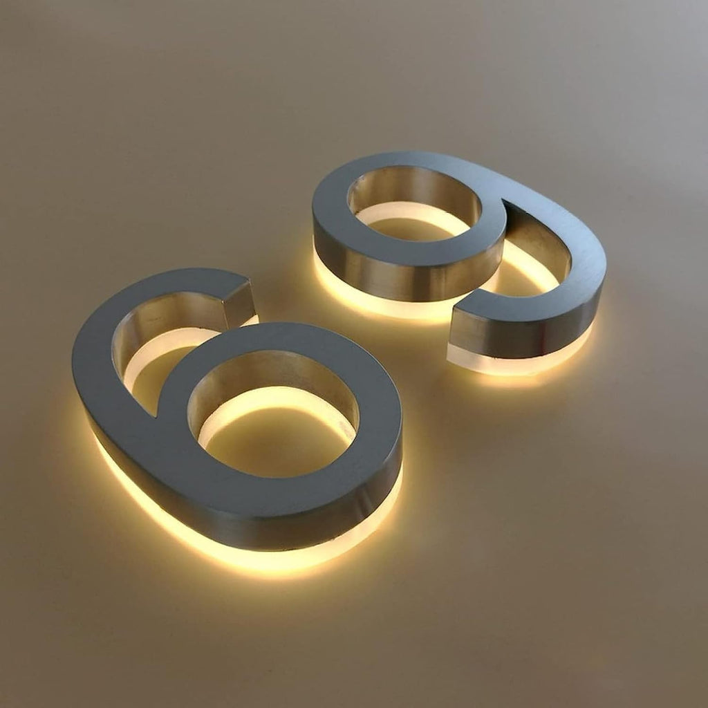 Backlit Lighted LED House Numbers, 3D Floating Led House Plaque Number, Lighted Up House Numbers For Outside Modern.Warm White Light,18 Inch/45cm,1