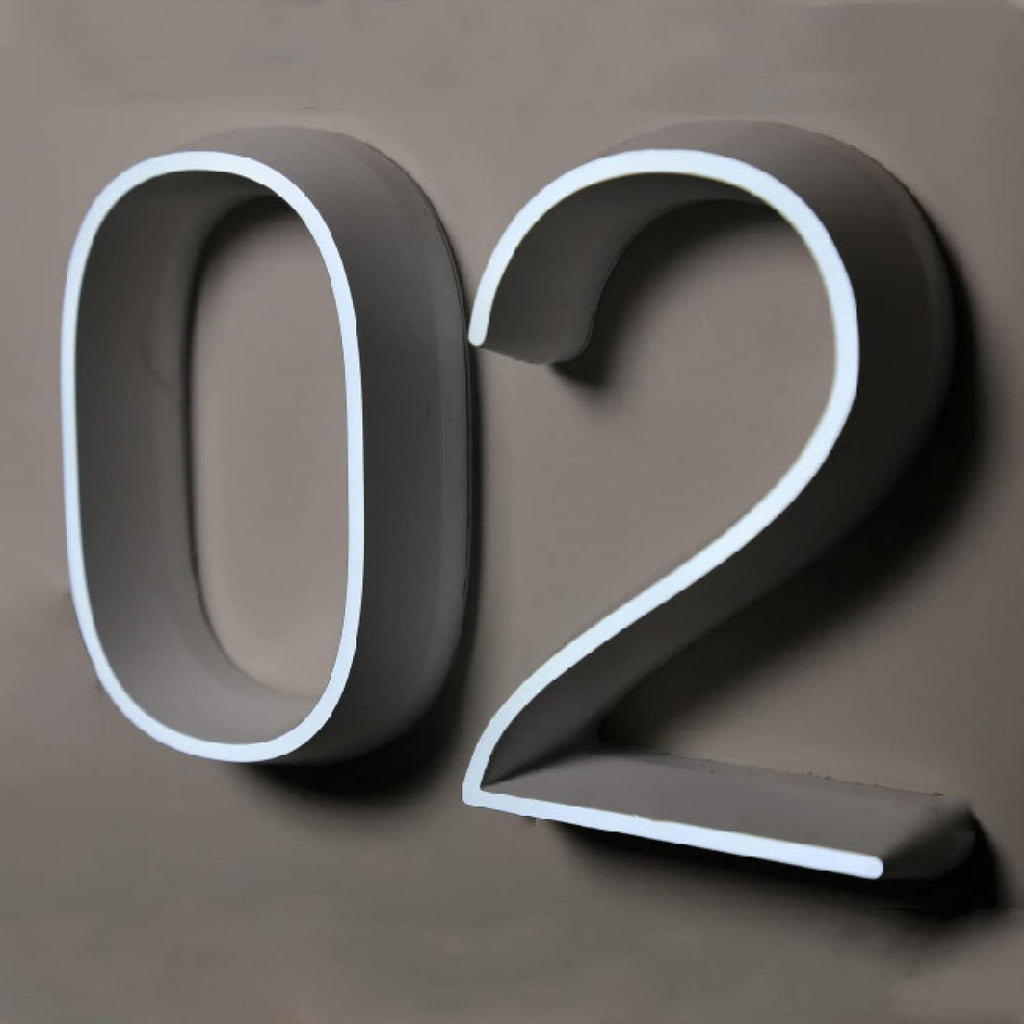 18' Modern Backlit Illuminated LED House Numbers For Outside, Stainless Steel Hand-Polished For House Address Signs, Lighted Address Numbers For House,0