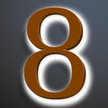 Illuminated Address Sign 16 Inch, Backlit LED Illuminated House Number For Outside, Stainless Steel Lighted Address Numbers, Modern, Trendy Signs, Brown, White Light,8