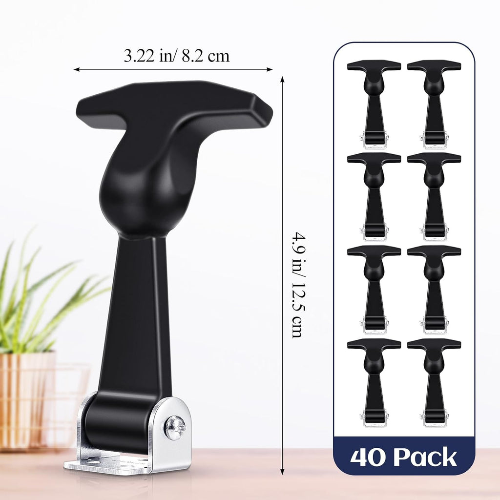 Mudder 40 Pcs Elastic Stainless Steel Rubber Hood Catch Flexible T-Handle Hasp Rubber Flexible Draw Latches with Brackets for Vehicle Engine, Hood