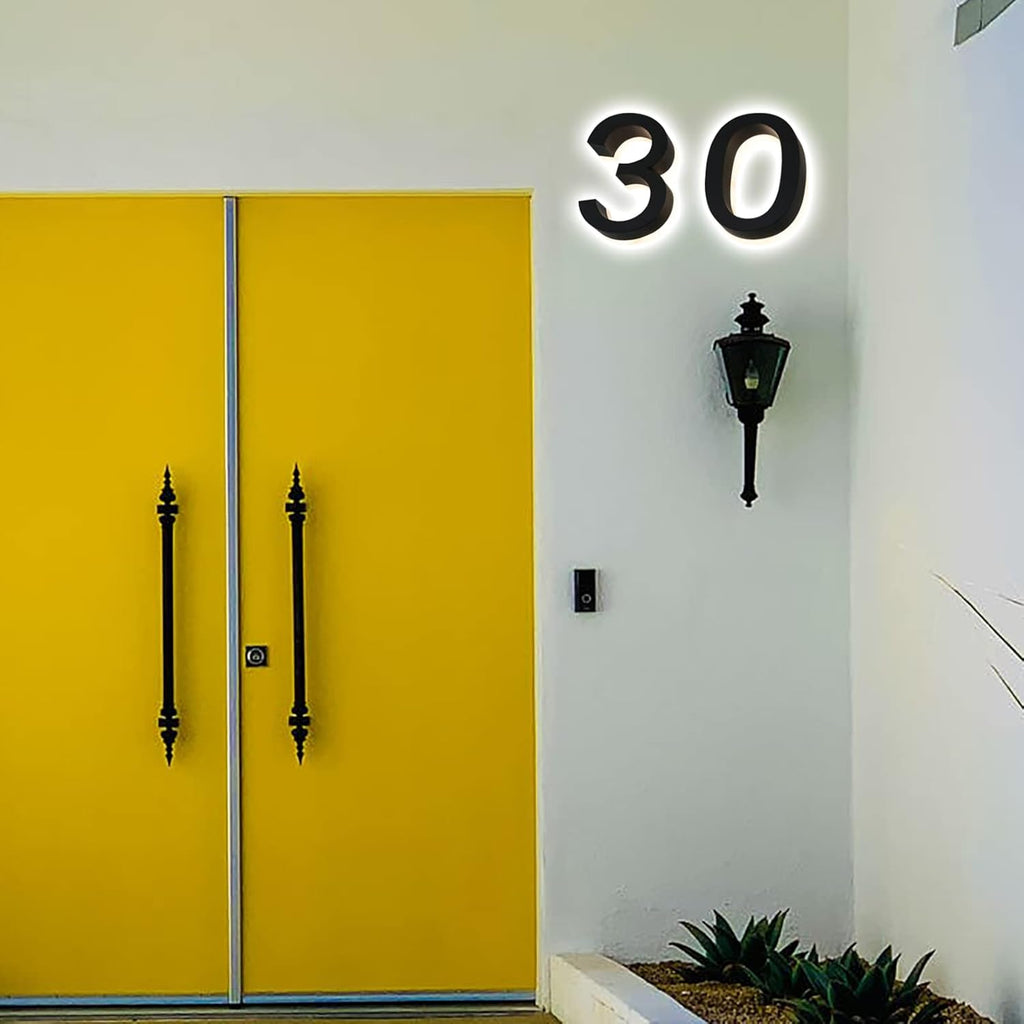 Backlit LED House Numbers For House Street, 20' Personalised Illuminated Modern House Address Numbers Sign Lighted Address Plaque,6