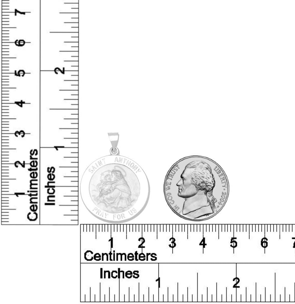 14k Yellow Gold and White Gold Polished Saint Anthony Round Pendant Medals