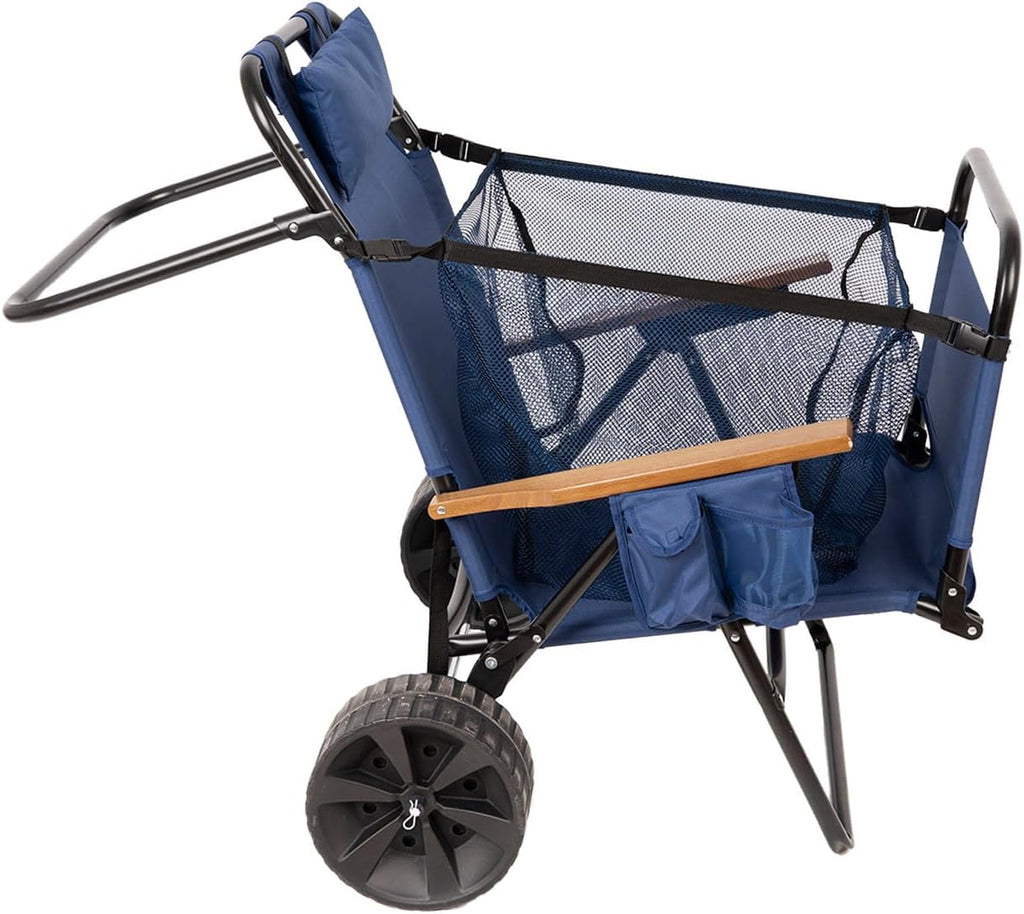 Beach Cart Chairs with Wheels 2 in 1 Foldable Beach Lounge Chair with Integrated Wagon Pull Cart Perfect for Backyard Pool or Picnic