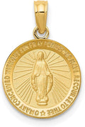 DEWBERRY 14k Yellow or White Gold Miraculous Medal Pendant | Religious Charms | Unisex Miraculous Pendant | Medal Pray For US Pendants for Men's Womens | Hollow Miraculous Medal With Scallop Frame