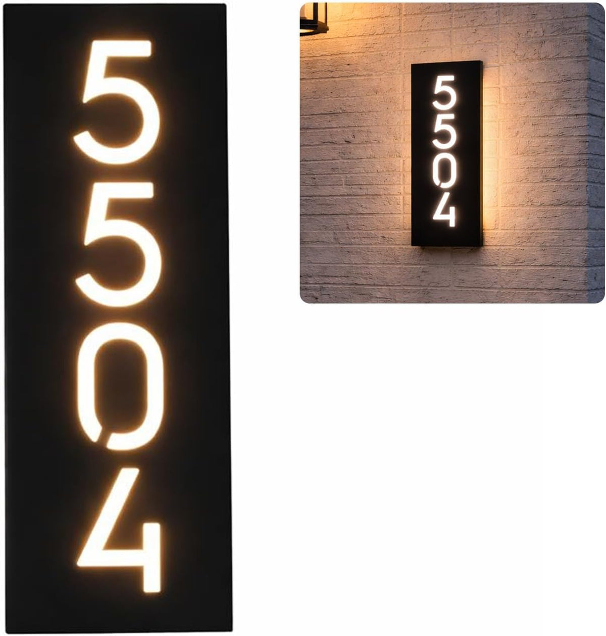 12V LED House Numbers for House Street Backlit,Personalised Illuminated Modern House Numbers Address Sign Plaque Lighted with LED (Warm Light)