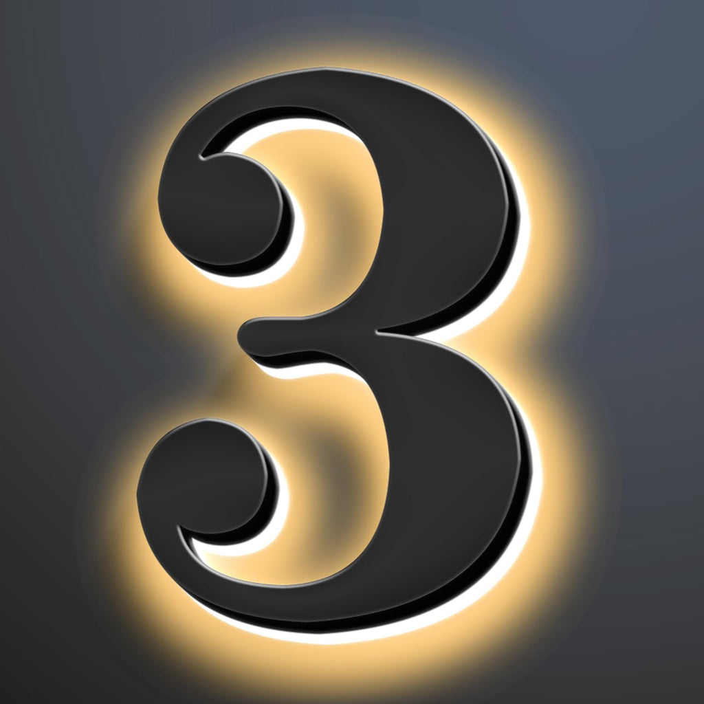 Backlit Illuminated LED Home Address Numbers 18 Inch, Modern Lighted Up Address Signs Make A Statement, Large Stainlesss Steels House Numbers With LED Lights,3