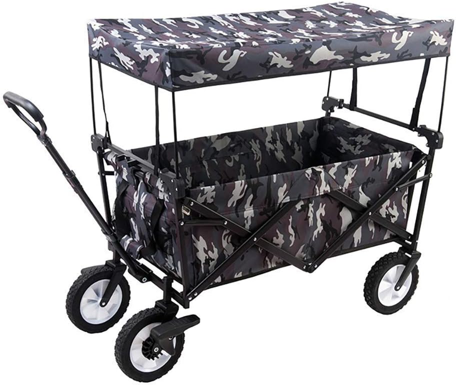 Trolley Foldable Multi-Purpose Travel Sports Outdoor Trolley with a Canopy Large Capacity of 80KG and a Tiltable Handle Used for Shopping in Various Places (A)