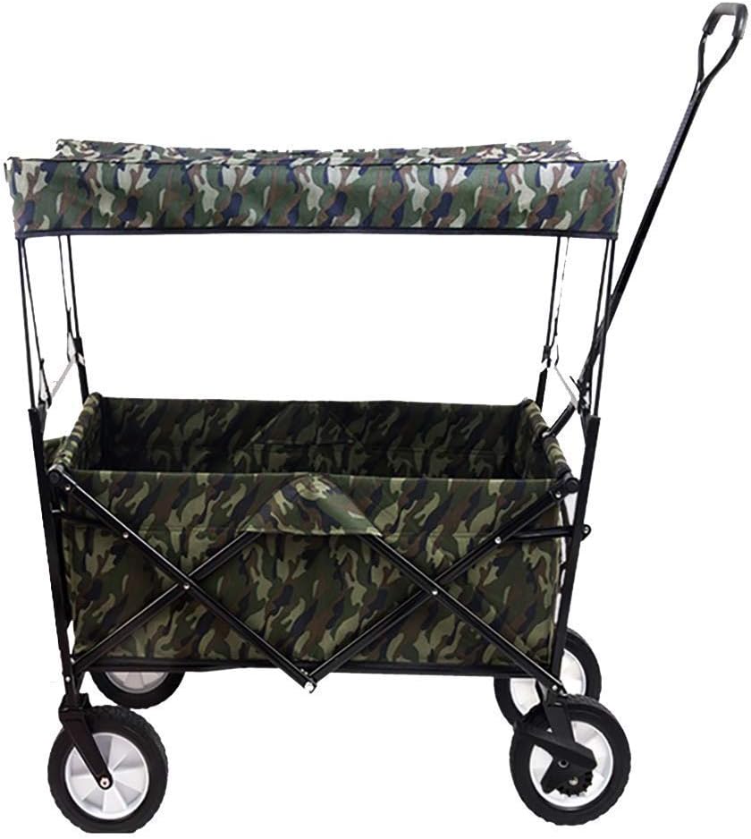 Trolley Foldable Multi-Purpose Travel Sports Outdoor Trolley with a Canopy Large Capacity of 80KG and a Tiltable Handle Used for Shopping in Various Places (B)