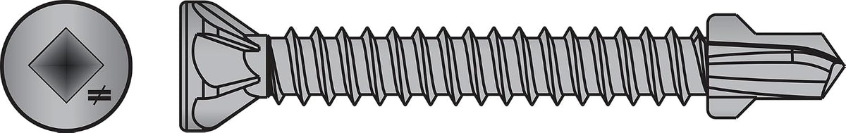 Simpson Strong-Tie CBSDQ158S Sheathing-to-CFS Screw (Collated) - #8 x 1-5/8 in., #2 Square Undersized Drive, Ribbed Flat Head, Quik Guard Coating (1500-Qty)