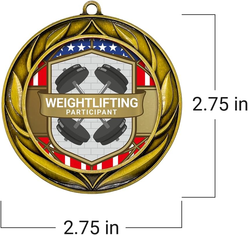 All Quality Wreath Design Weightlifting Medal - 1st, 2nd, 3rd Place