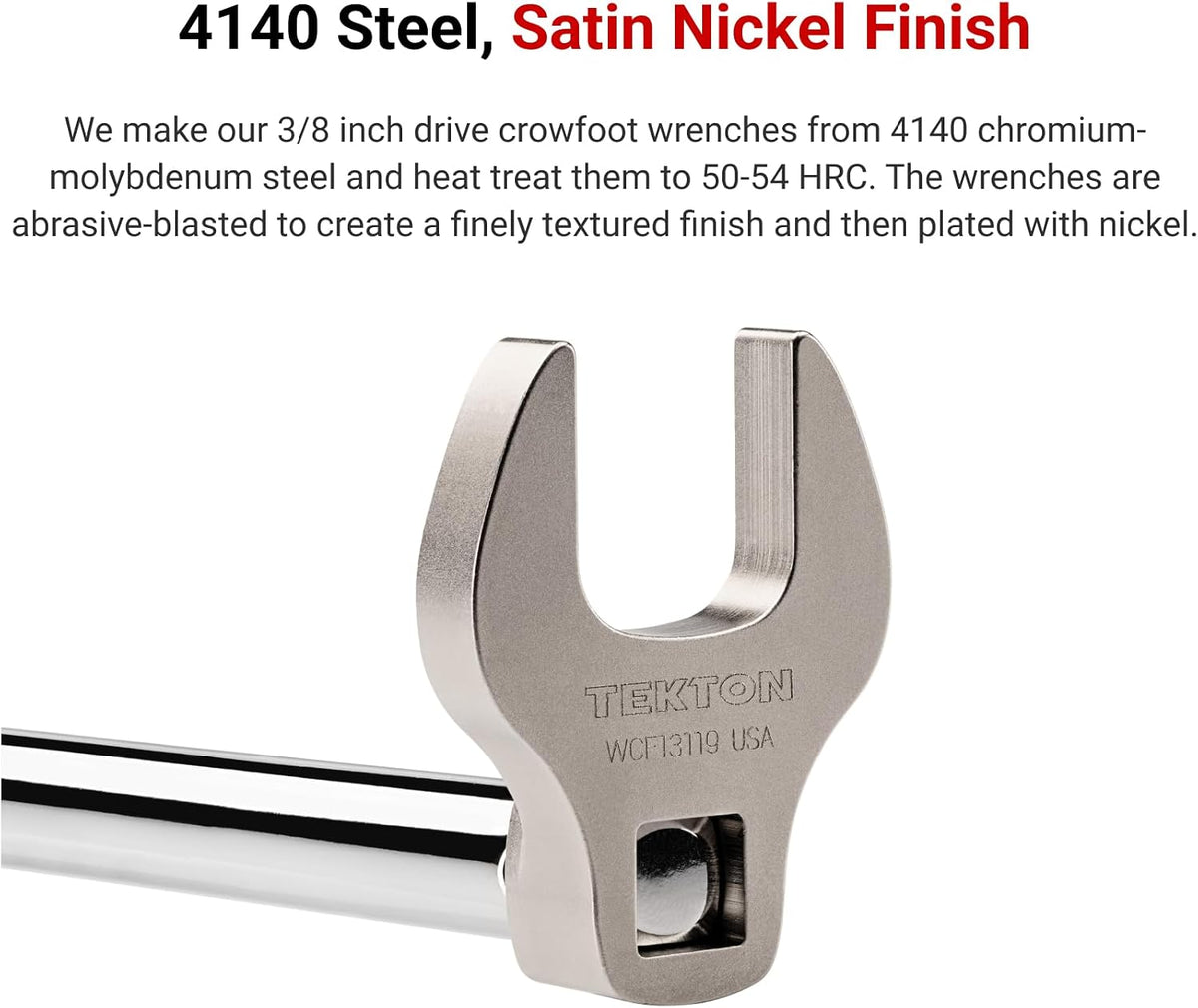TEKTON 3/8 Inch Drive Crowfoot Wrench Set with Rack, 30-Piece (5/16-1 in., 8-24 mm) | WCF95301 | Made in USA