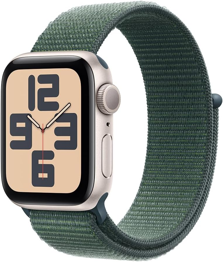 Apple Watch SE 2nd Gen (GPS, 40mm) - Starlight Case with Lake Green Sport Loop Band (Renewed)